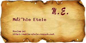 Mühle Etele névjegykártya